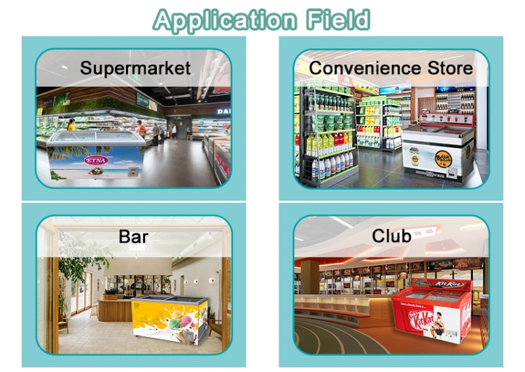 SD/Sc-218y Glass Door Ice Cream Display Showcase Supermarket Freezers Horizontal Freezer