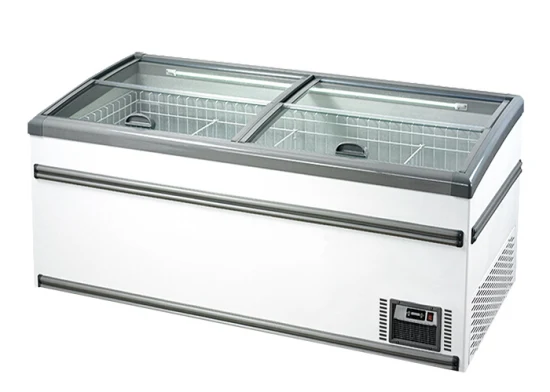 Supermarket Auto Defrost Top Open Glass Door Combine Display Showcase Chest Deep Island Freezer