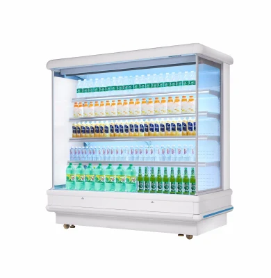 Supermarket Commercial Vertical Upright Open Front Produce Display Refrigerator Freezer