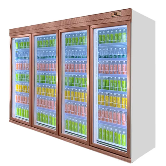 Supermarket Commercial Upright Freezer Drinks Display 3 Door Glass Door Fridge