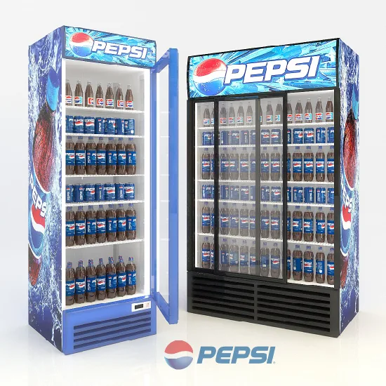 High Performance Upright Glass Door Cooler Glass Door Beverage Cooler Commercial Display Fridge