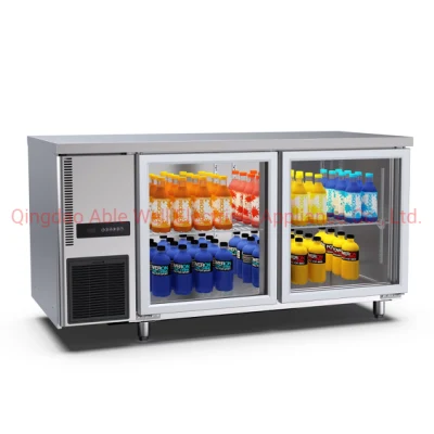 Multi Glass Door Kitchen Food Meat Cold Storage Refrigerator with Stainless Steel